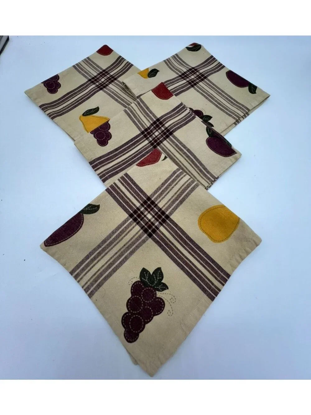 Harvest 2003 Fruit-Patterned 100% Cotton Napkins Table Linen Set of 3